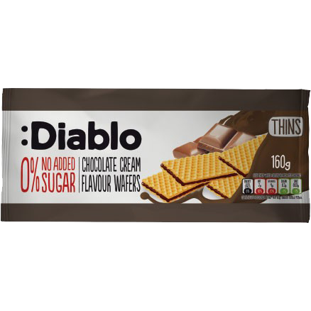 Diablo Wafers with Chocolate Flavour 0% sugars added 150g