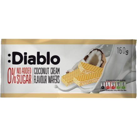 Diablo Wafers Coconut Flavour 0% sugars added 150g