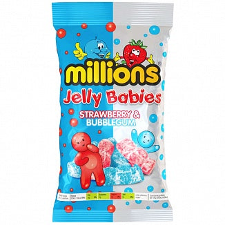 ** march  DATED ** Millions Jelly Babies Strawberry & Bubblegum 190g