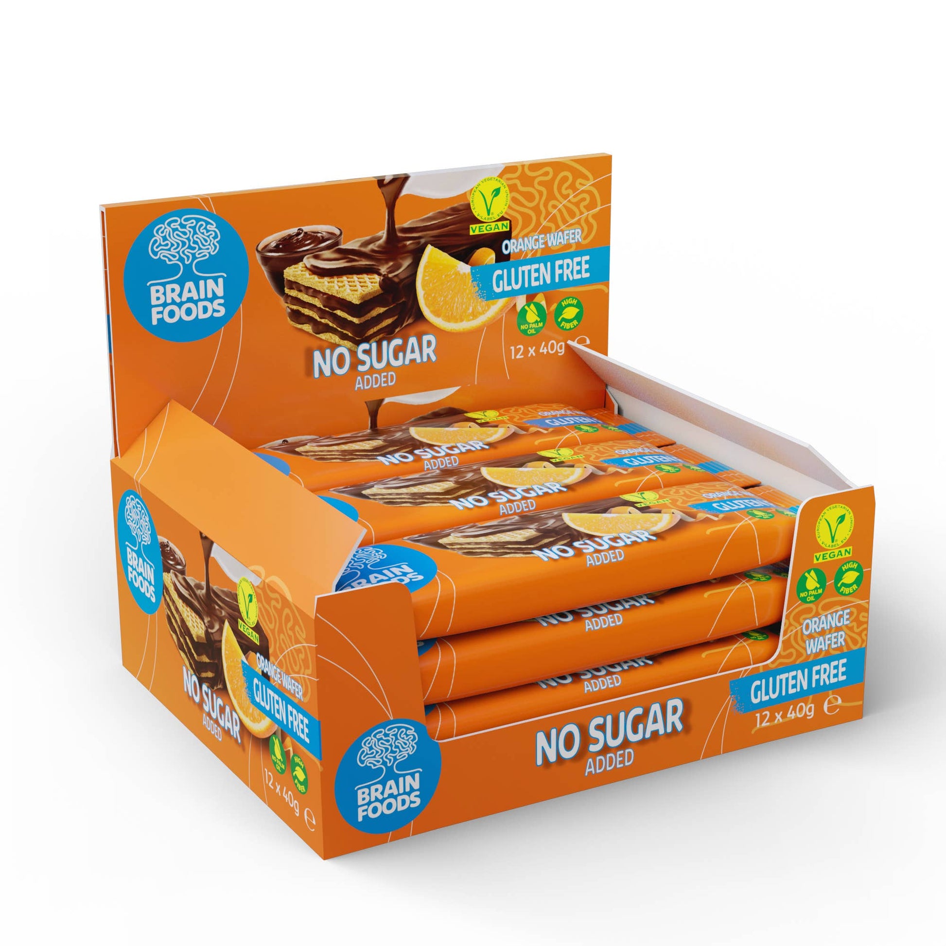 Brain Foods | No Added Sugar Chocolate Orange Wafer - Cookies - Scran.ie