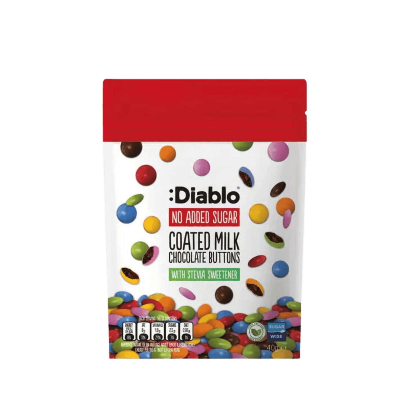 Diablo | Cripsy Coated Milk Chocolate Buttons - Sugar Free - Scran.ie