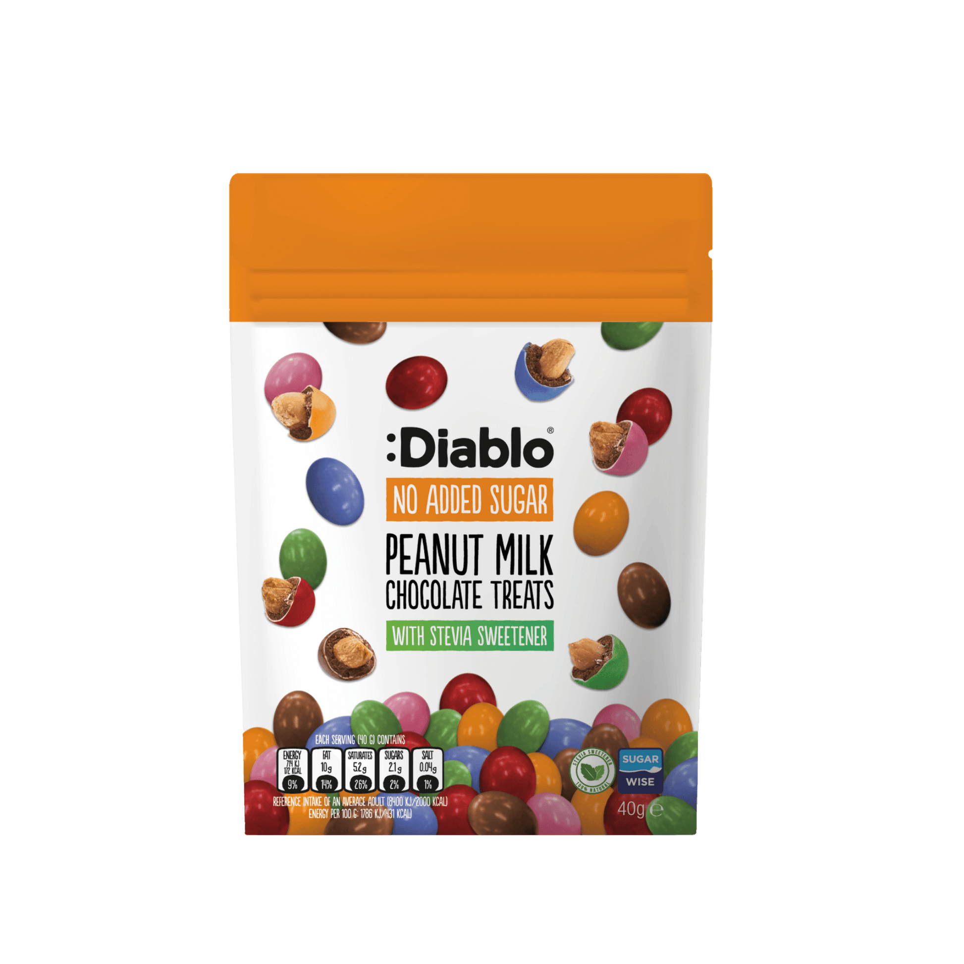 Diablo | No Added Sugar Peanut Milk Chocoloate Treats (40g) - Candy & Chocolate - Scran.ie